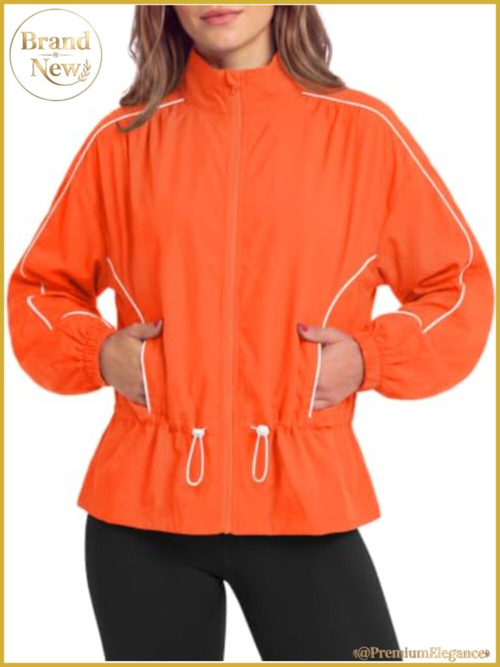 Women's Lightweight Windbreaker Zip Up Track Jacket Polyester